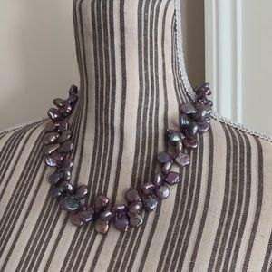 Peacock Purple Baroque Pearl Short Chunky Necklace Iridescent OOAK Rare Tahitian